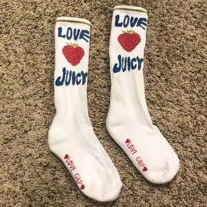 Juicy Couture White Strawberry High Socks